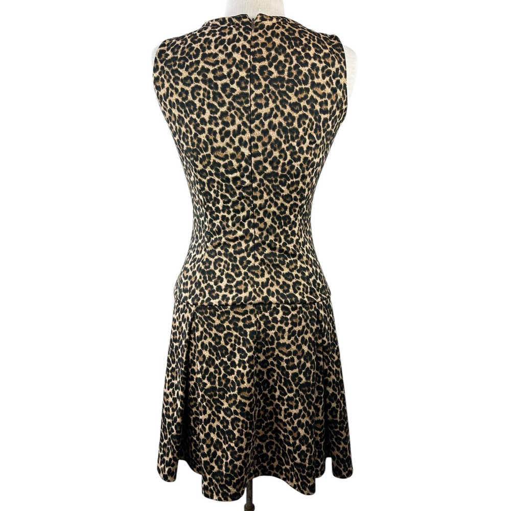 Michael Kors Leopard Print Dress Sleeveless Pleated Skirt Zipper Shoulder Size 2 - Picture 12 of 16
